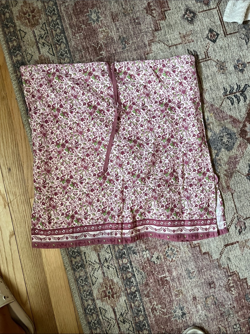 Route 66 Pink Floral Mini Skirt with Mauve Border